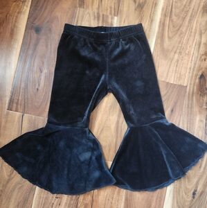 Twin Bundle! 2 Pairs Baileys Blossoms Black Velour Bell Bottoms.  18-24m